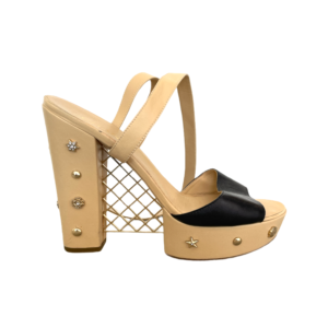 Chanel Beige and Black Sandals