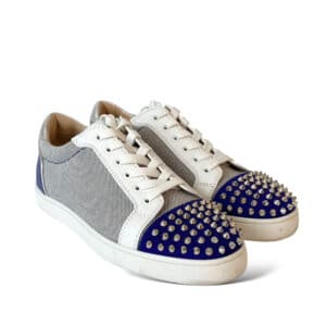 Christian Louboutin Cobalt Blue Suede Louis Junior Spikes Sneakers Size  42.5 Christian Louboutin