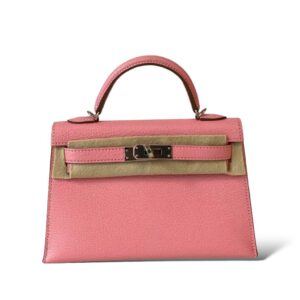 Hermes Craie/Gold/Mauve Sylvestre Milo Lambskin and Swift Leather